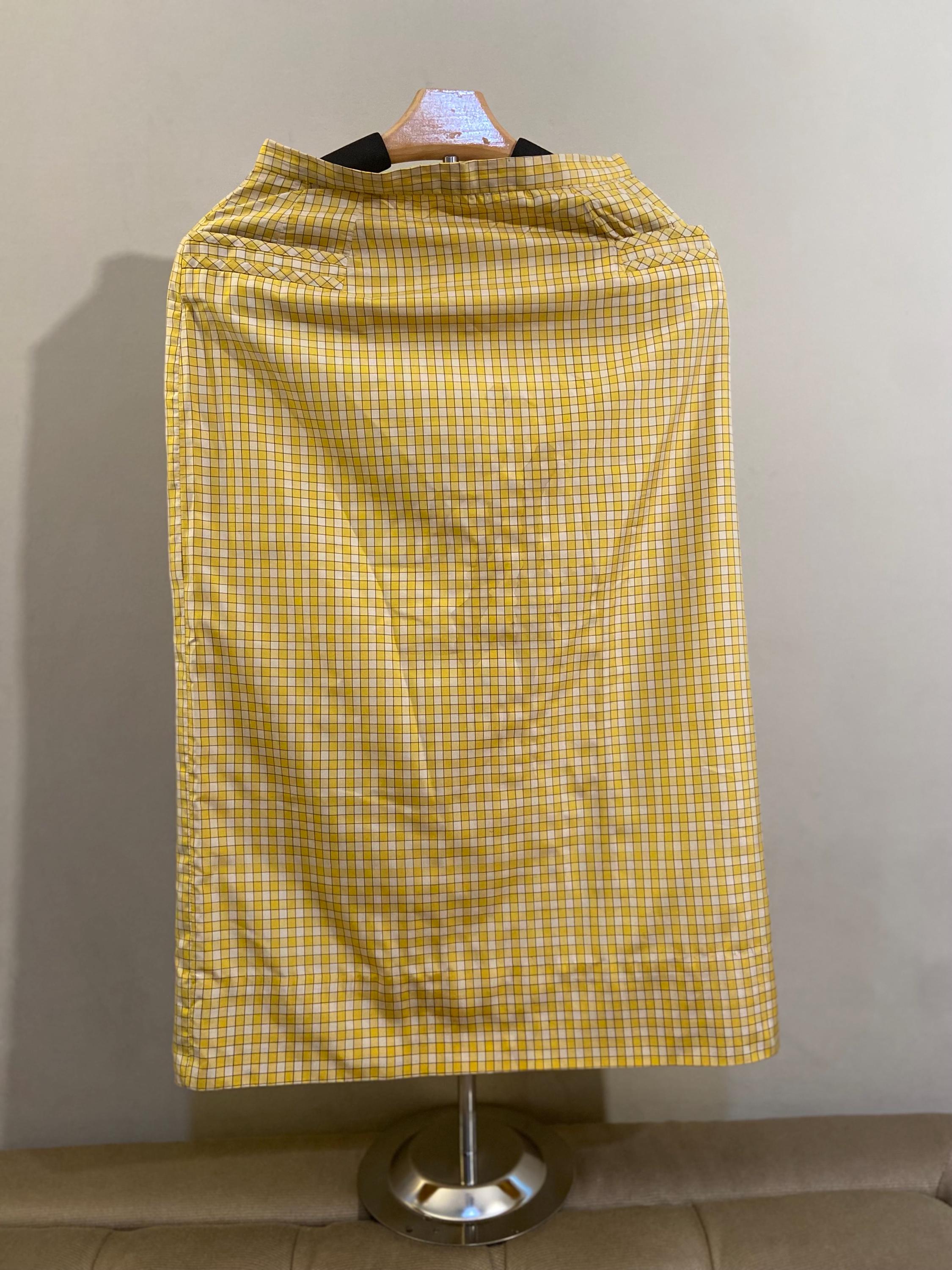 Vintage Women’s 1950’s Yellow Checked Pencil Skirt