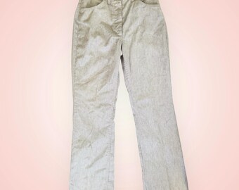 Women’s Vintage 1970’s Gray & Tan Pinstripe Corduroy Pants