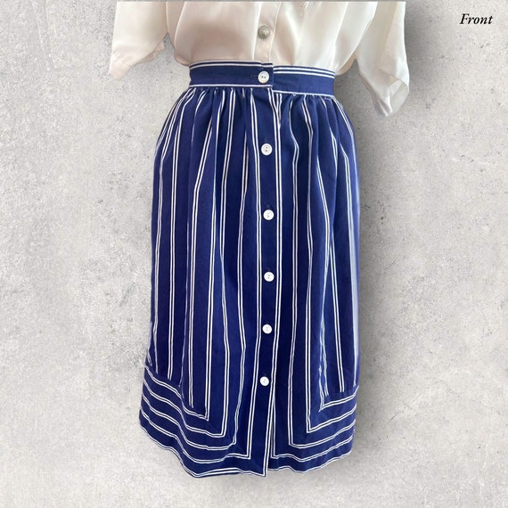 Vintage 1970's Navy and White Striped Skirt
