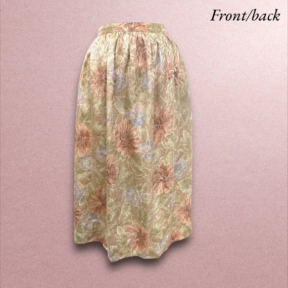 Vintage 1980’s Beige Flower Knee Length Skirt - image 4