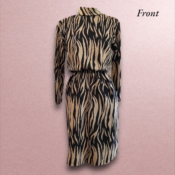 Vintage 1970’s Women’s Tiger Print Dress - image 3