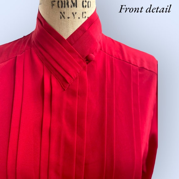 Vintage 1980’s Women’s Cherry Red Pleated Blouse - image 6