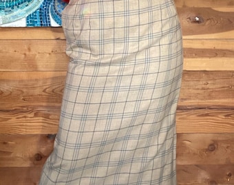 Vintage Women’s 1970/1980’s Pendelton Wool Beige and Charcoal Plaid Skirt