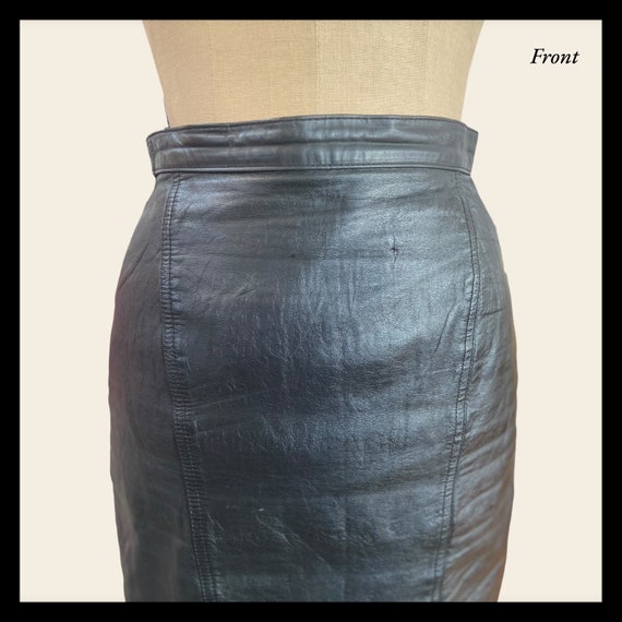 Vintage 1980’s Women’s Winlit Black Leather Skirt - image 2