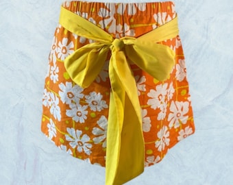 Women’s Vintage 1960’s Orange Floral Mini Skirt