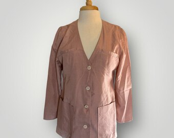 Women's Vintage 1990's Handmade Blush Pink Silky Blouse