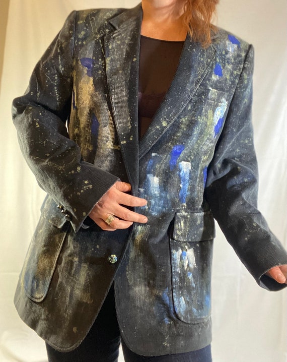 Upcycled Men’s Charcoal Corduroy Blazer - image 4