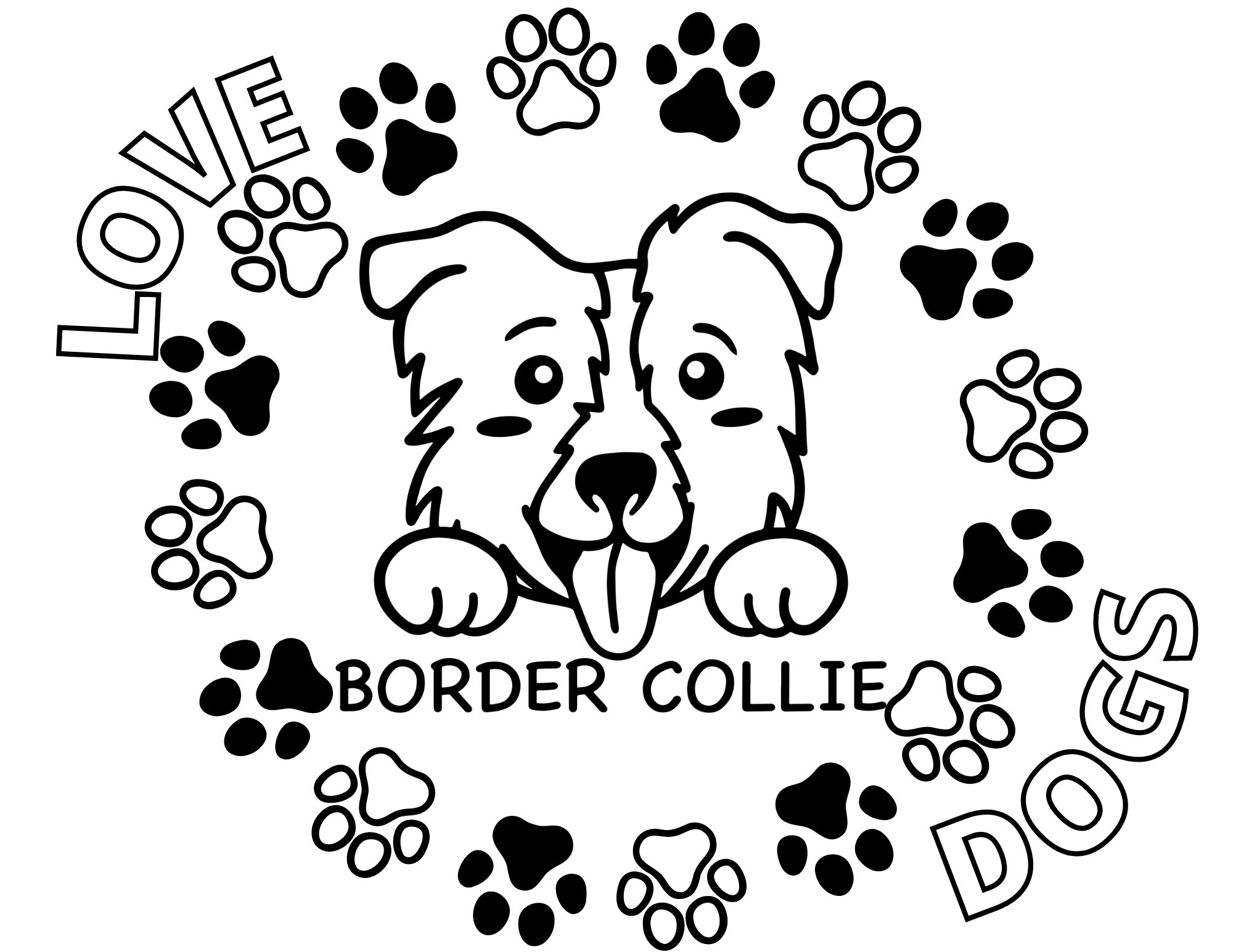 Cute Border Collie Dog Coloring Page Instant Download - Etsy