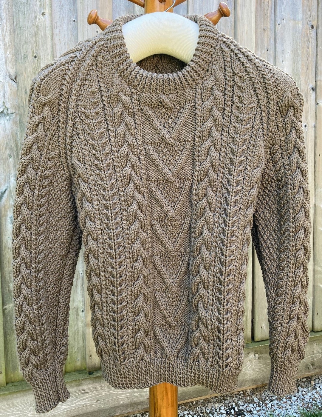 Hand Knit Aran Sweater - Etsy