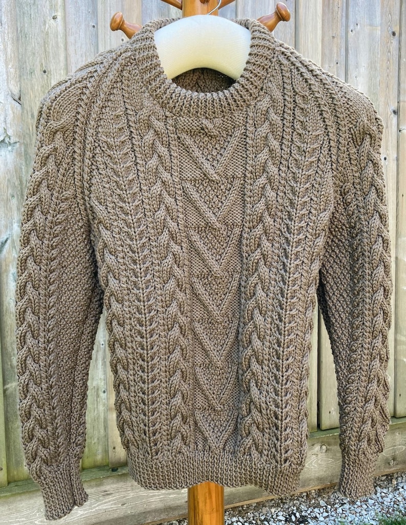Hand Knit Aran Sweater Etsy