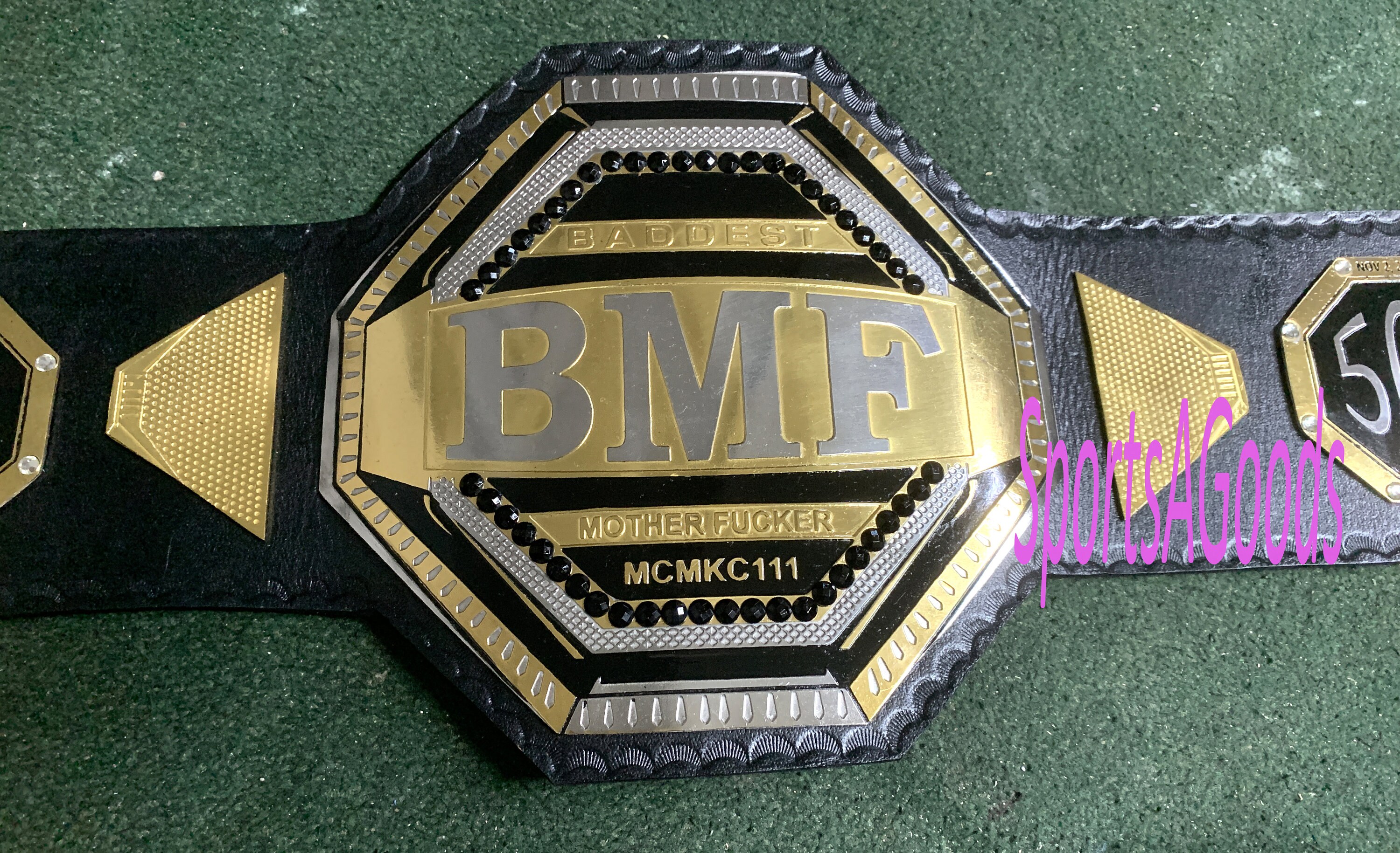 UFC BMF Wrestling Championship Belt Dual Plated Leather Strap