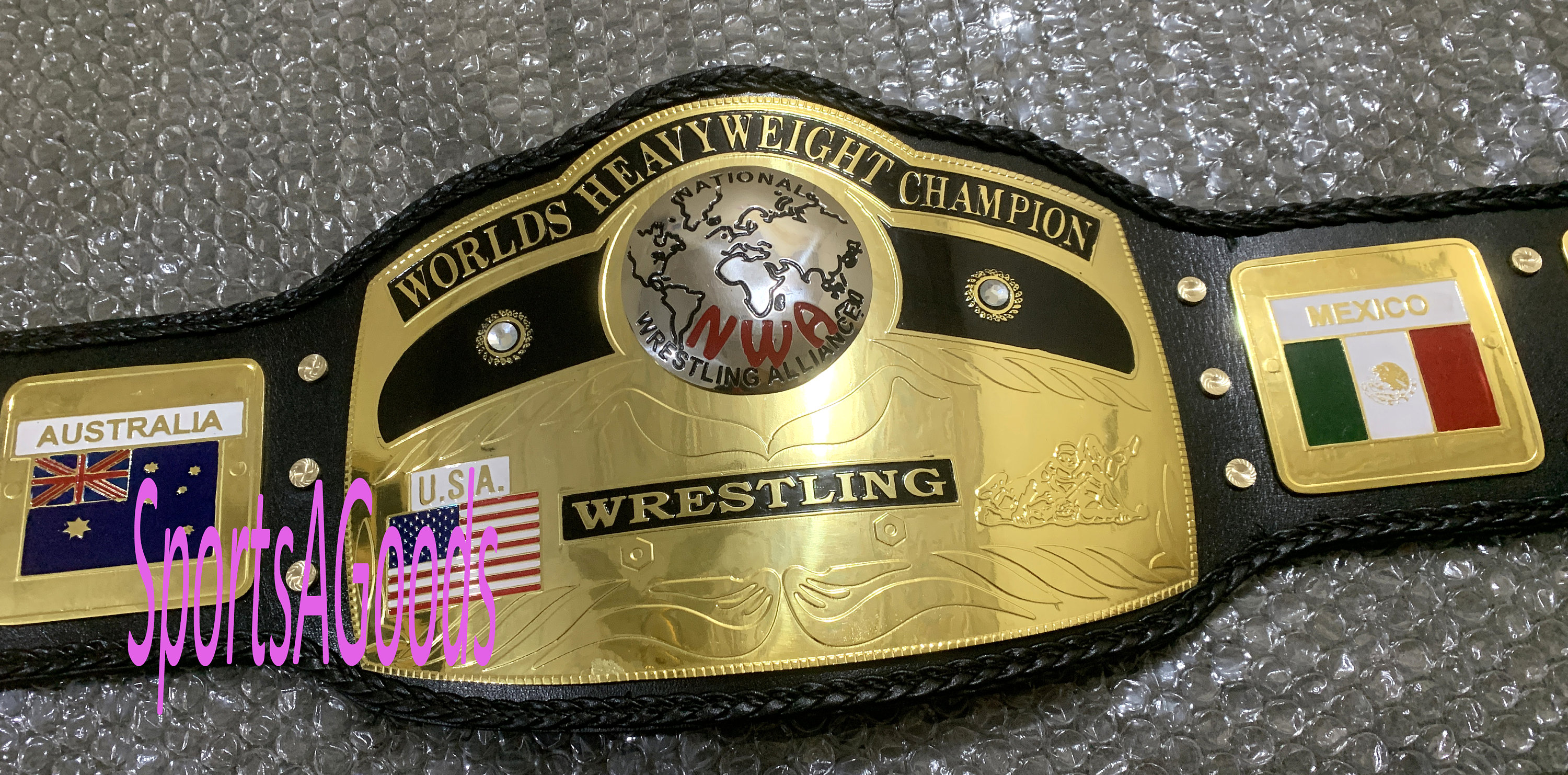 NWA World Dome Globe Wrestling Heavyweight Championship Belt Adult Size