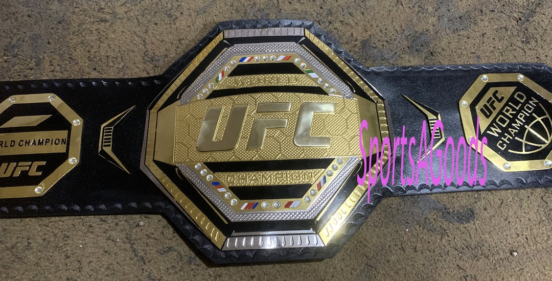 UFC World Legacy Championship Belt Dual Plated Leather Strap