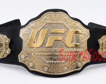 Réplica del cinturón de campeón del UFC Classic - Placas de zinc de 8 mm - Correa de cuero - Artículo de colección de MMA para adultos