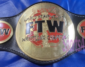 FTW TAZ Wrestling Championship Belt Gold Plated 4mm Zinc Title Belt