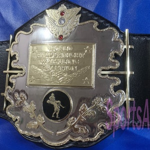 wawawa メタルマッスル AWA World Heavyweight Wrestling Championship Belt 4mm Zinc Dual