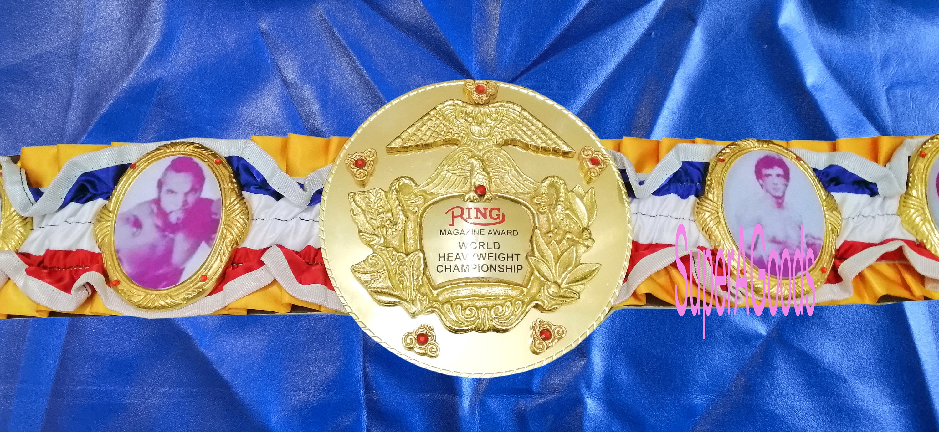 Rocky Ring Magazine Award World Heavyweight Boxing Championship Belt Gold Plated