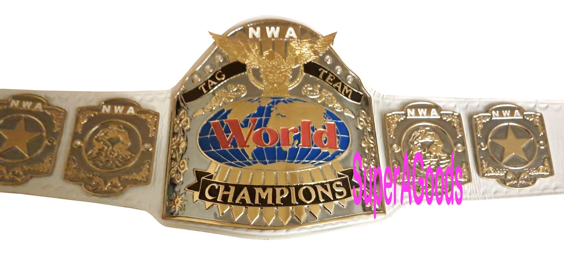 ファイヤーキング　アドマグ　NWAロゴ　2個セット　プロレス NWA世界タッグチームレスリング選手権ベルト 4mm亜鉛製 二重金メッキ