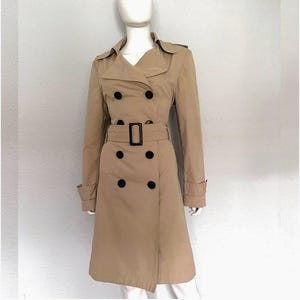 Nwt Women trench coat double-breasted belted light cream cotton blend