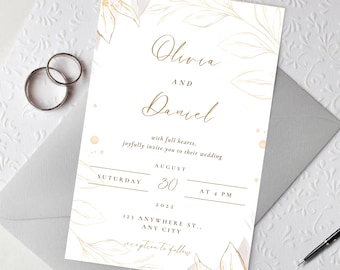 Digital Wedding Invitation Template | Wedding Card | Printable Wedding Invite | Canva Edit | Minimalist | Modern | Editable Card | Template
