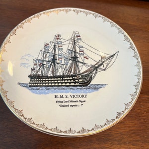 Vintage   HMS Victory Decorative Plate, Rare HMS Victory Battle Ship Design Plate