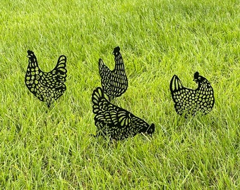 Chicken Yard Art Decoration - Chicken Garden Art - Chicken Decor - Bird Metal Art - Farmhouse Decor - Metal Garden- Garden Decoration