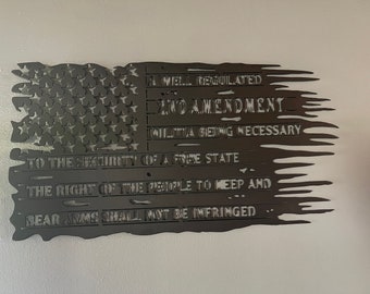 Second Amendment Distressed Flag Metal Sign Cutout