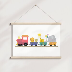 Animal Train Print, Cute Animals, Baby Art, Kids Art, Cute Train Art for Kids, Nursery Art, Playroom Art, Wall Art Poster