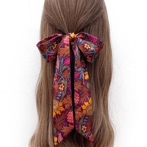Handmade Liberty silk skinny scarf, long hair scarf headband long tie, handbag scarf, purse scarf, ponytail scarf, silk neck scarf for women