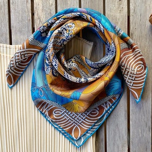 Pure mulberry silk twill bandana scarf, women silk neckerchief, square silk neckscarf, headwrap hair wrap headscarf hairscarf, handbag scarf