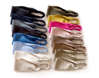 Cotton Linen Yoga Headband, Stretchy Wide Hair Band