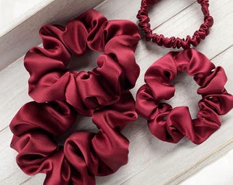 Coletero de seda morera pura color rojo rubí / 22 momme / Hecho a mano en el Reino Unido