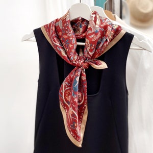 100% Seidenschal, Seidenbandana, Reine Seide Haarschal, Kopftuch, Seidenhalstuch für Frauen, Seidenhalstuch, quadratischer Seidenschal