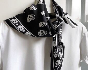 Grand bandana rock and roll en soie, foulard en soie de mûrier, foulard en soie pour hommes et femmes, foulard, serre-tête en soie, foulard en soie