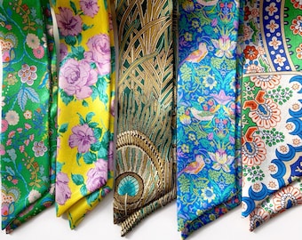 Handmade Liberty of London Silk Skinny Scarf for Bag, Hair & Neck