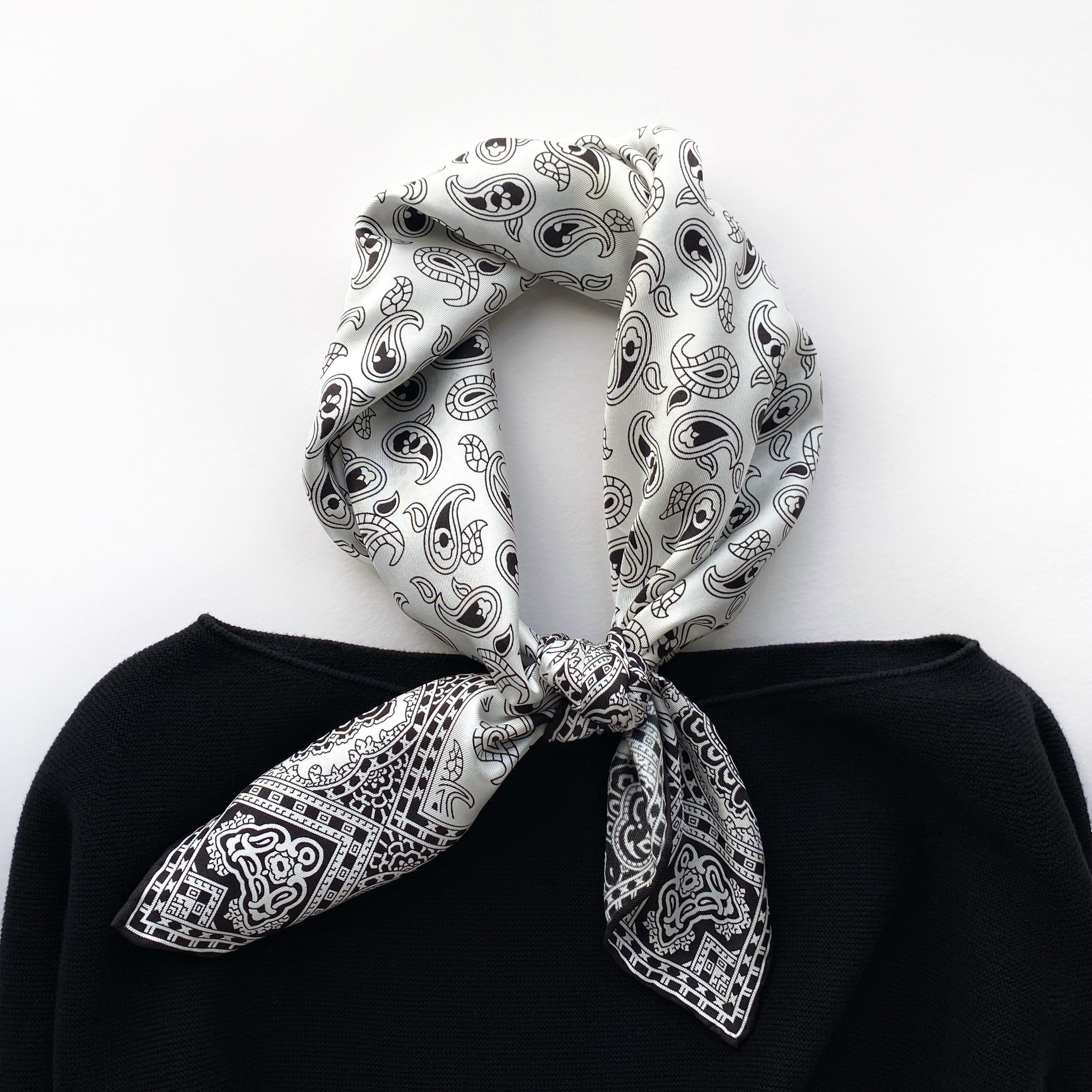 Silk Twill Bandana Square Neck Scarf, Men Women Silk Silk Twill Bandana Square Neck Scarf, Men Women Silk