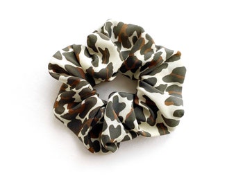 Leopard print silk scrunchie | handmade hair scrunchies | women’s large scrunchies | silk hair ties | silk gifts for her