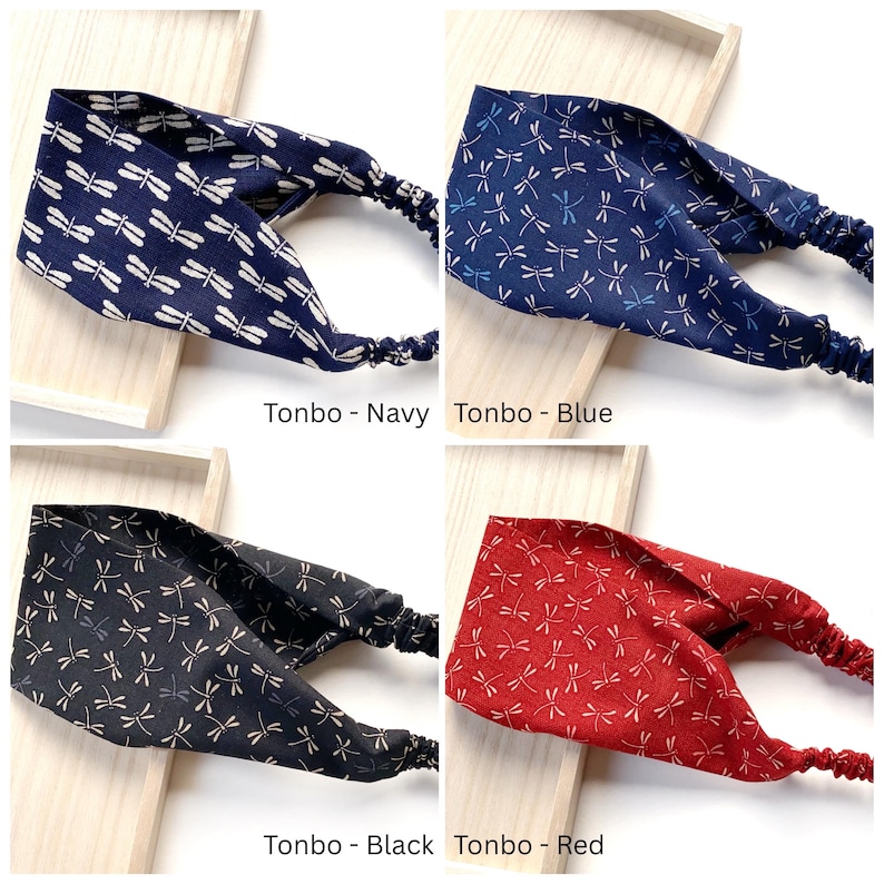 Handmade Japanese cotton yoga headband, elastic hair band image 8