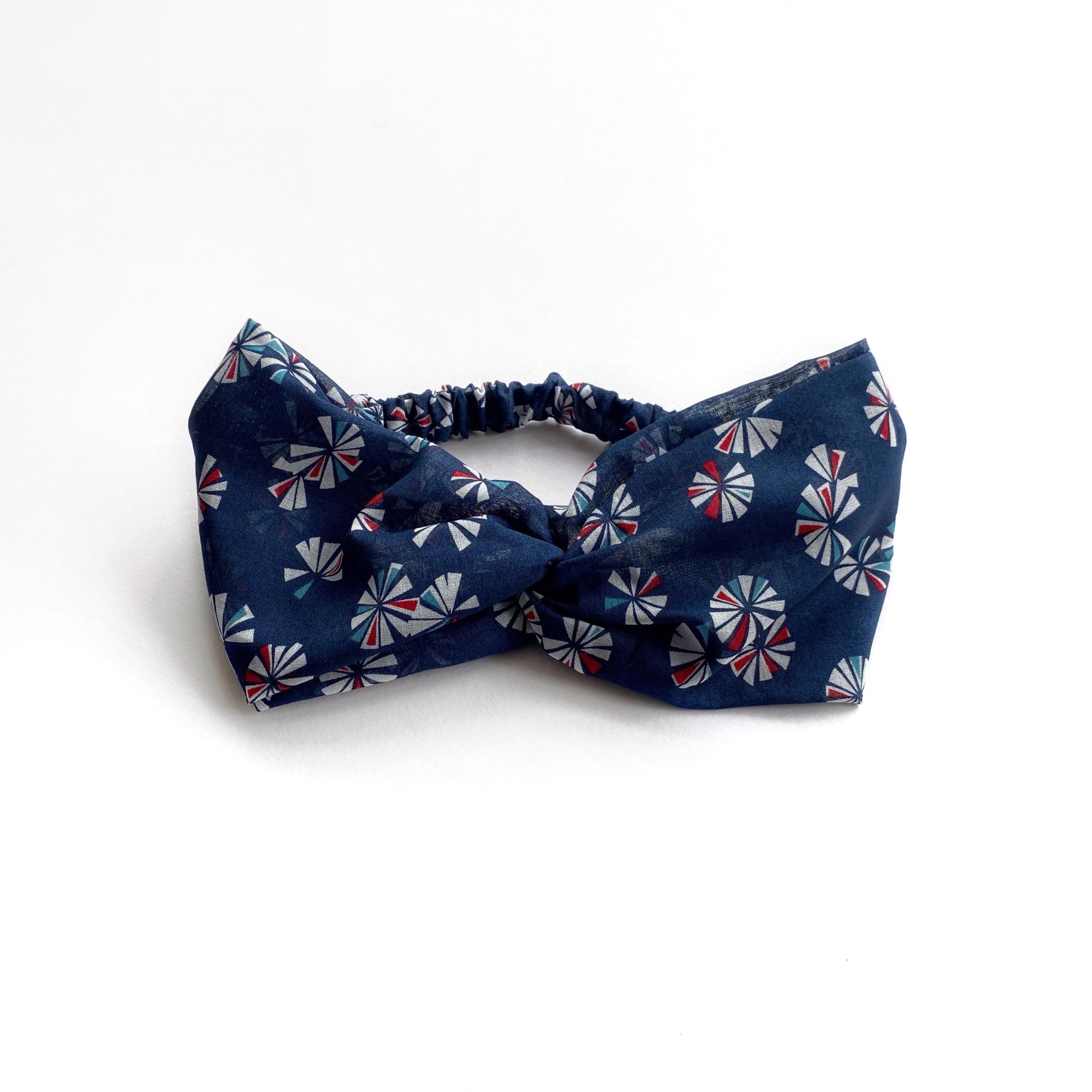 Japanese cotton twist head band, stretchy knot headband, women elastic headband, wide headband, vegan headband, girls floral knot headband