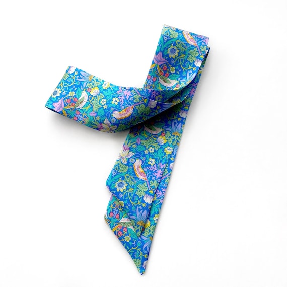 Cachecol fino de cetim de seda Liberty feito à mão, cachecol longo