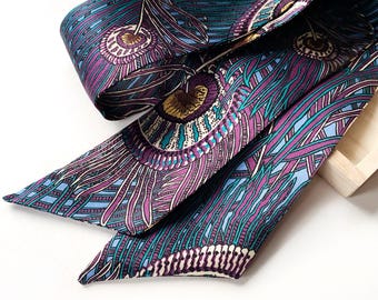 Liberty of London Silk Fabric Skinny Scarf For Neck, Hair, Hat & Handbag - Royal Hera