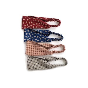 Diadema de yoga de algodón japonés hecha a mano, banda elástica para el cabello