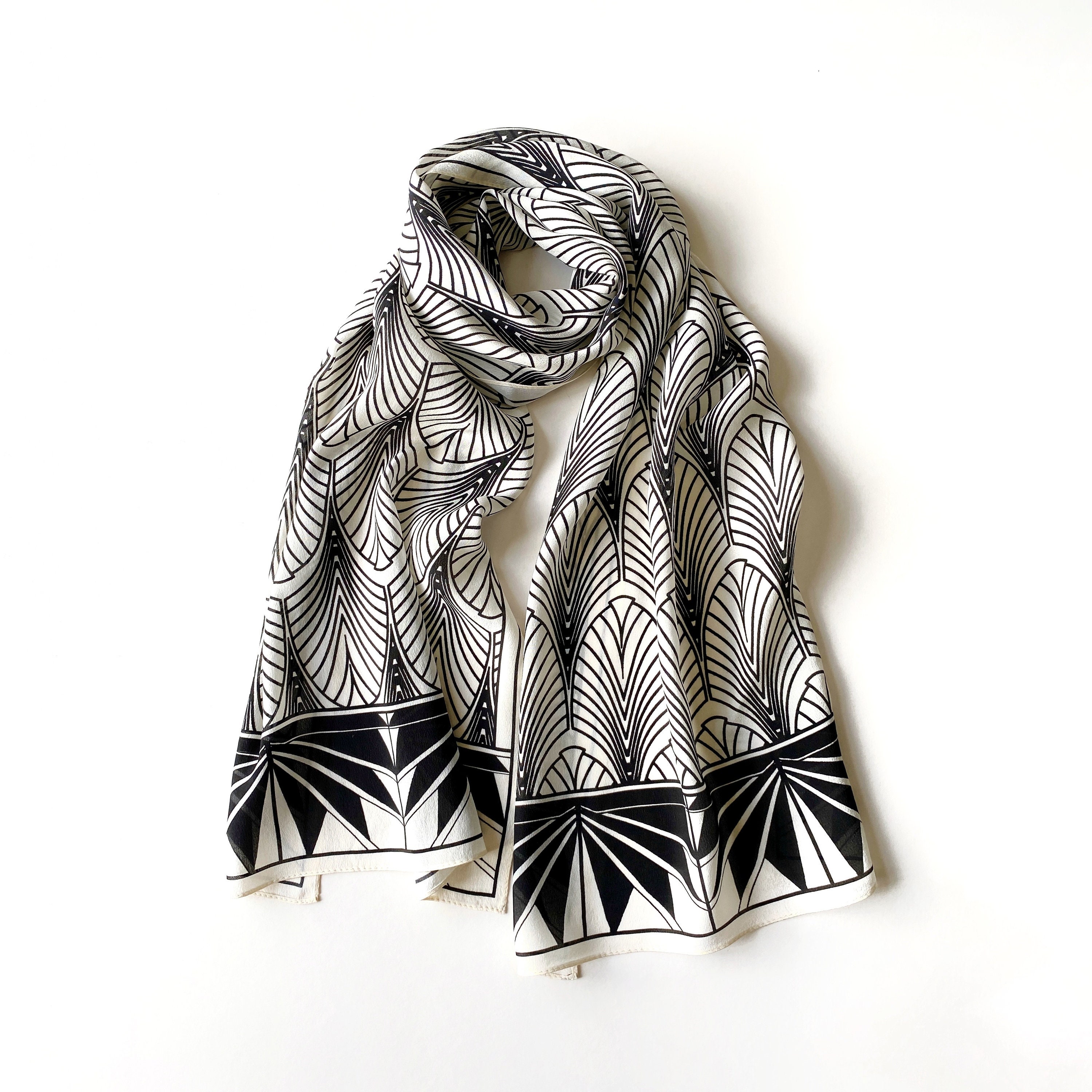 [JILLSTUART]★RHOMBUS STRAIGHT PATTERN SILK SCARF 100% Mulberry Silk Scarf, Silk Hair Scarf, Silk Head Scarf