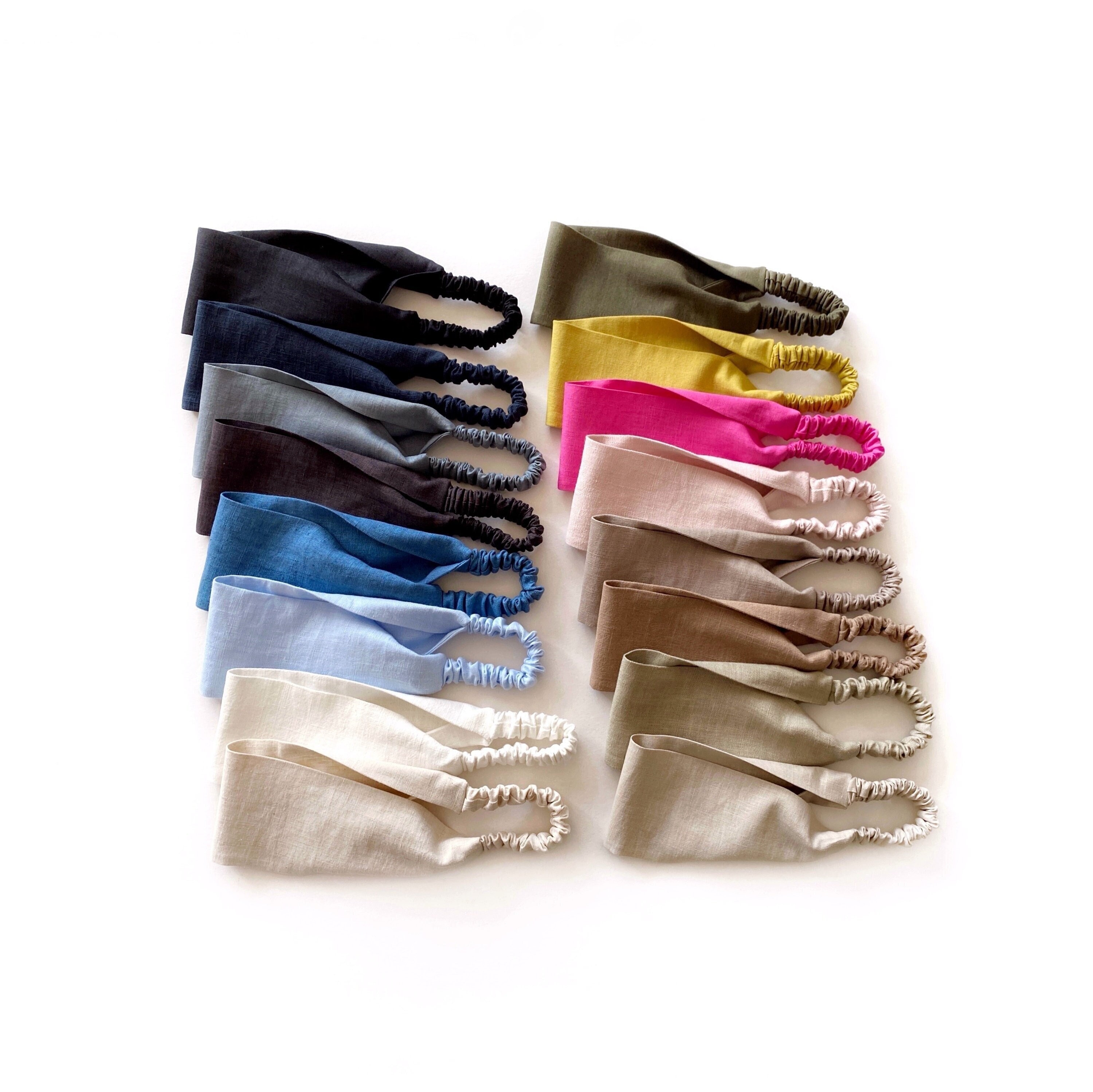 Cotton Linen Yoga Headband, Stretchy Wide Hair Band