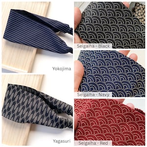 Handmade Japanese cotton yoga headband, elastic hair band image 9