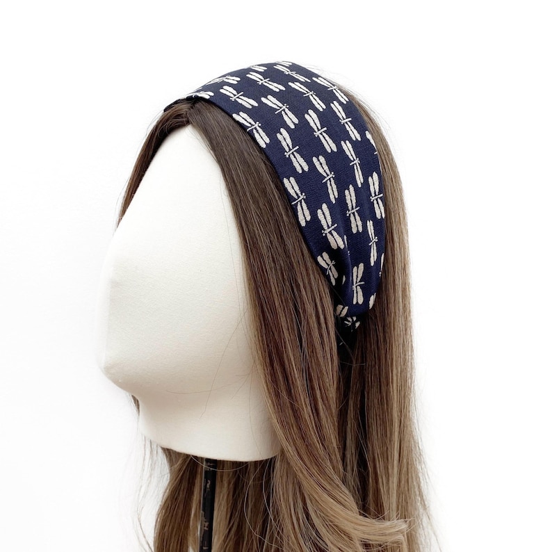 Handmade Japanese cotton yoga headband, elastic hair band image 5