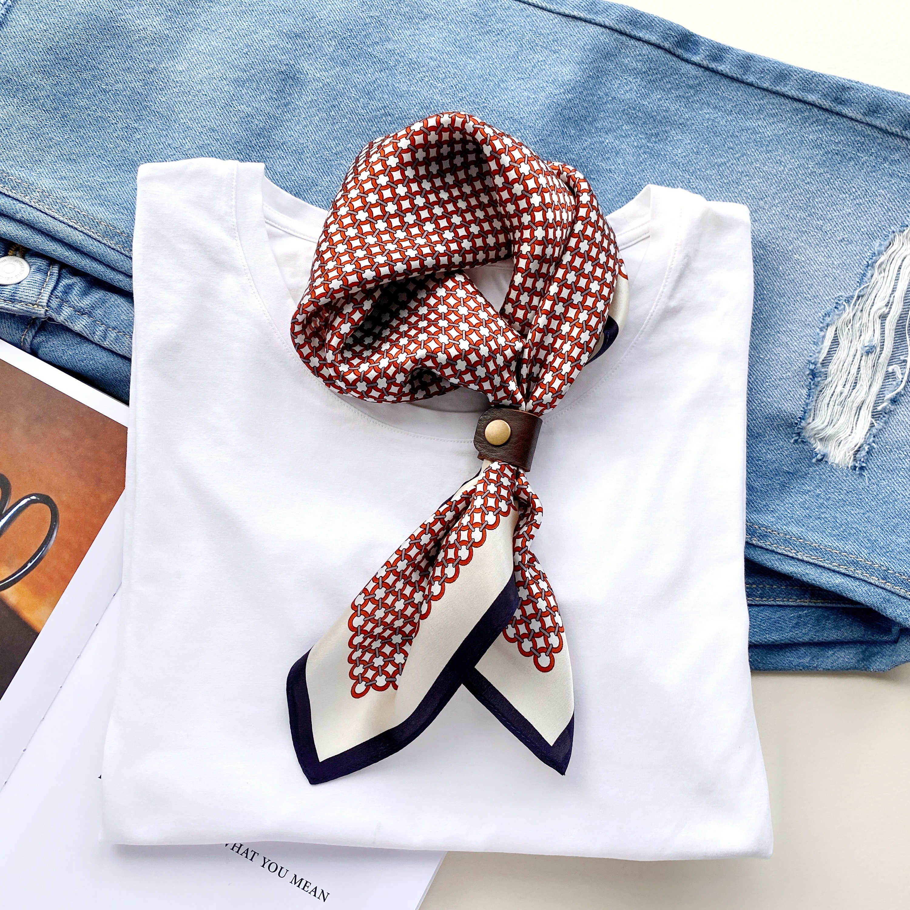 100% Silk Bandana, Silk Square Scarf for Women, Mens Neck