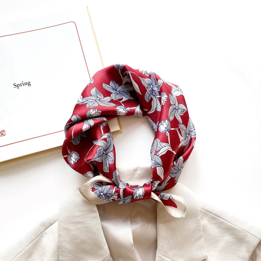Buy Red Floral 100% Pure Silk Scarf, Silk Bandana Headband, Silk Hair  Scarf, Silk Head Scarf, Silk Neck Scarf, Women’s Silk Neckerchief Online in 
