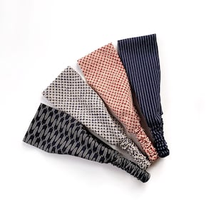Handmade Japanese cotton yoga headband, elastic hair band image 10