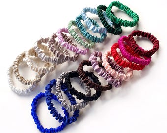 Handgemachte Skinny Silk Scrunchies, Maulbeerseide Haargummi